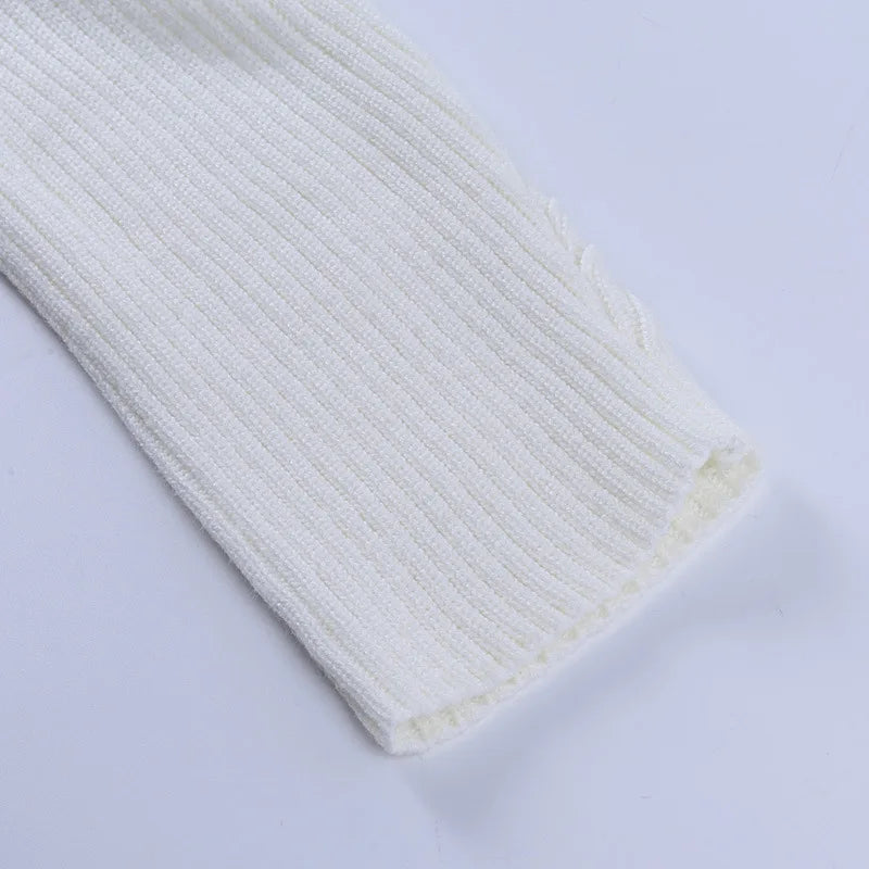 Tossy White Women Sweater Shrugs Cropped Top Full Lantern Sleeve Knitwear Pullover Sexy Summer High Street Outwear 2023 Spring