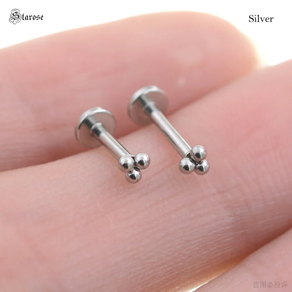 Starose 1Pair 1.2x6/8mm Bar Mini Ball Nose Stud Labret Lip Ring Helix Piercing Nostril Conch Tragus Earrings Pircing Ear Jewelry