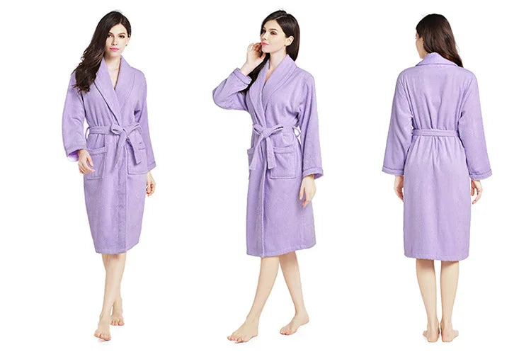 Home Bathrobe 100% Cotton pink Toweling Terry Robe Unisex lovers Soft Bath Robe Men And Women Nightrobe Sleepwear Casual 2024