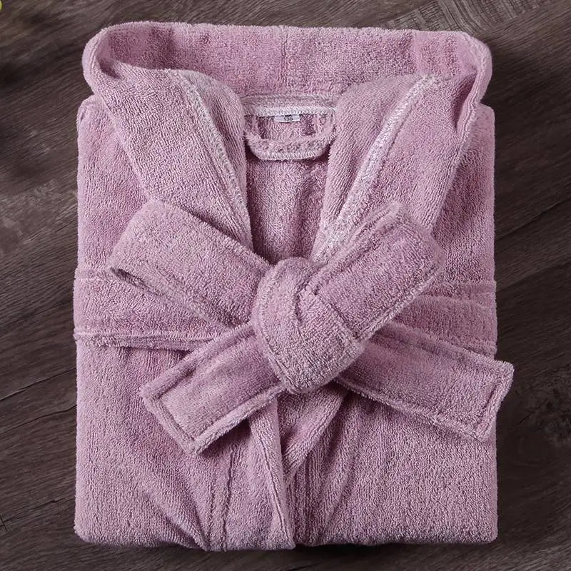 100% Cotton Toweling Terry Robe Kids Cartoon Robe Boy&Girls Hooded Robe Winter Warm Bathrobe Soft Sleeprobe Kids Casual Homewear purple Hooded