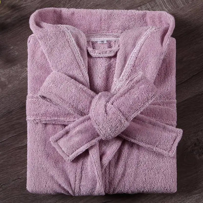 100% Cotton Toweling Terry Robe Kids Cartoon Robe Boy&Girls Hooded Robe Winter Warm Bathrobe Soft Sleeprobe Kids Casual Homewear purple Hooded