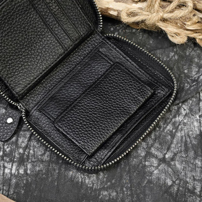 2023 New Short Wallet Men Women Vintage Fashion Card Holder Zipper Coin Purse Crazy Horse Leather Mens Slim Zipper Purse Wallet