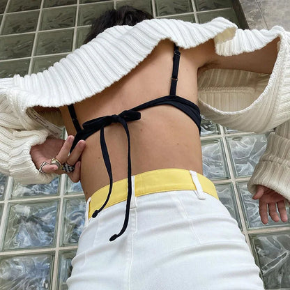 Tossy White Women Sweater Shrugs Cropped Top Full Lantern Sleeve Knitwear Pullover Sexy Summer High Street Outwear 2023 Spring