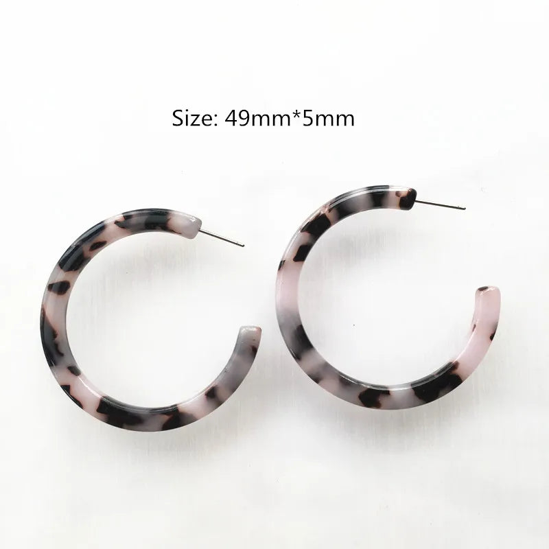UJBOX 32 Styles Top Quality Acetate Hoop Earrings For Women Leopard Colored Pink Green Yellow Red Blue Acetic Acid Earrings Big size 12