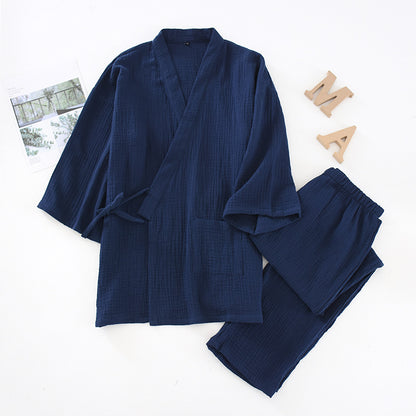 2025 Japanese Kimono Set 100%Cotton Pajamas Two-piece Couple Yukata Loose Men's And Women's Sweat Steaming Suit Home Service Set