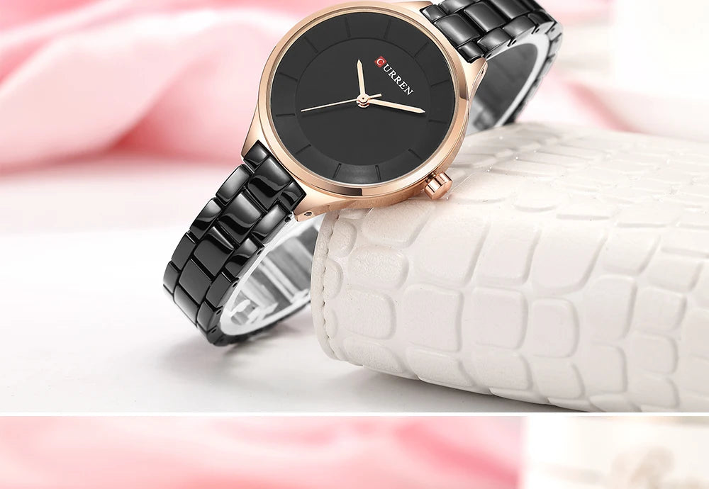 Curren 9015 Women Watches Luxury Gold Black Full Steel Dress Jewelry Quartz Watch Ladies Fashion Elegant Clock Relogio Feminino