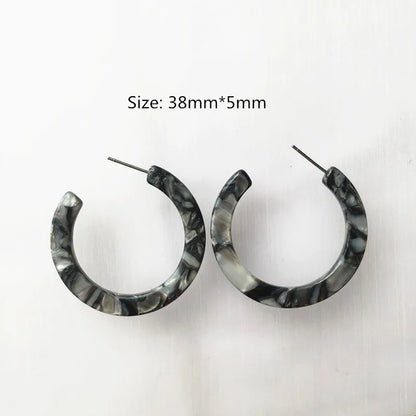 UJBOX 32 Styles Top Quality Acetate Hoop Earrings For Women Leopard Colored Pink Green Yellow Red Blue Acetic Acid Earrings Small size 3