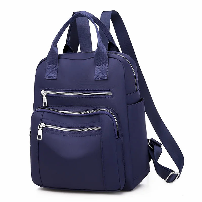 Women Backpack Travel Casual Waterproof Oxford Shoulder Bags Female Large Capacity Handbag Rucksack Black Purse School Pack blue 27x14x30cm