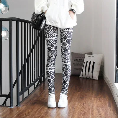 Women Leggings High Waist Cartoon Comic Beauty Print Trousers Soft Female Casual Elastic Pant 12 One Size