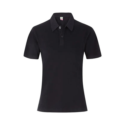 Women's 100% Combed Cotton Pure Cotton Short-sleeved Polo Shirt Custom Printed Embroidery Lgoo Solid Color Breathable Polo Shirt Black