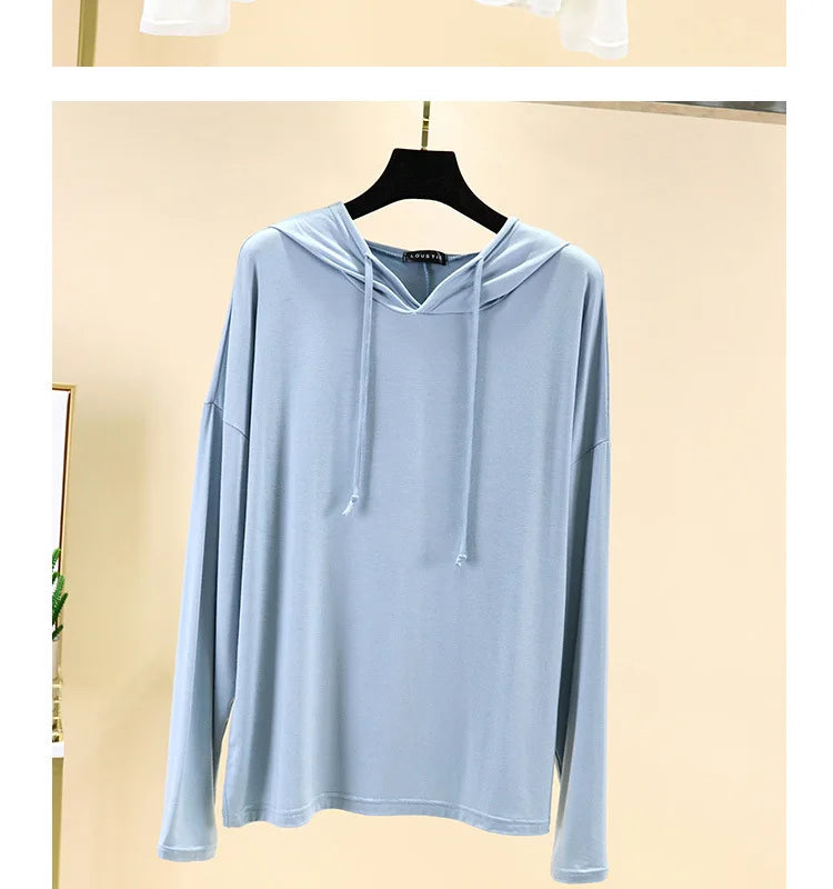 Modal Hoodies Solid Basic Tshirt Bottoming Sweatshirts All match Spring Autum Summer Casual street wear