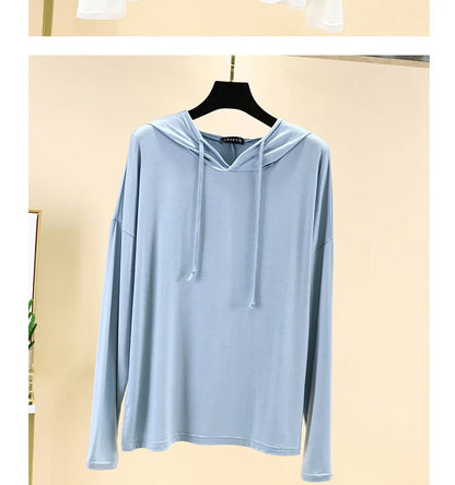 Modal Hoodies Solid Basic Tshirt Bottoming Sweatshirts All match Spring Autum Summer Casual street wear