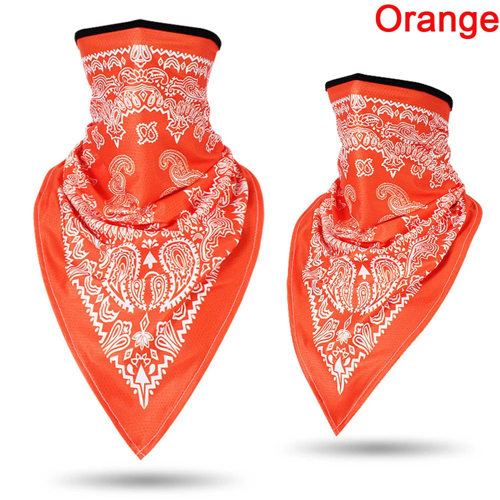 1PC Floral Print Multi-Function Scarf Neck Cover Face Mask Cycling Balaclava Bandana Scarf Cap Headwear Outdoor Sport Accessory orange