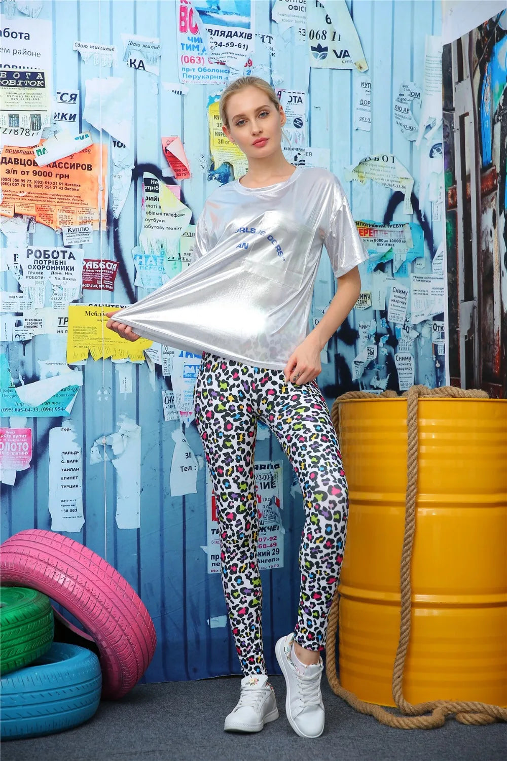 Women Leggings High Waist Cartoon Comic Beauty Print Trousers Soft Female Casual Elastic Pant