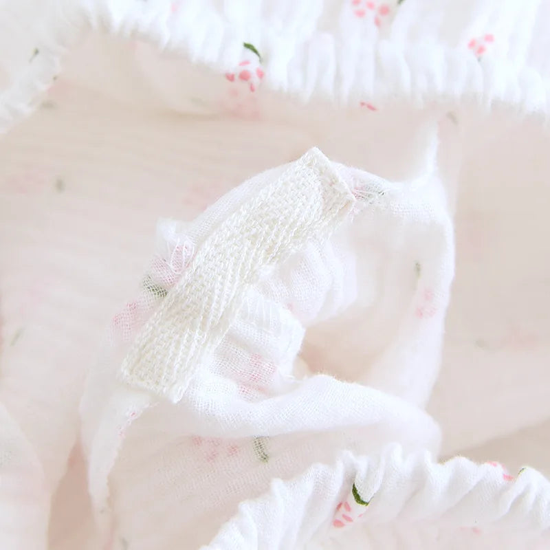 Fdfklak Spring Fall Full Sleeve Homewear Loose 2Pcs Pajama Set 100% Gauze Cotton Casual Print Sleeping Shirt Home Wear Clothes