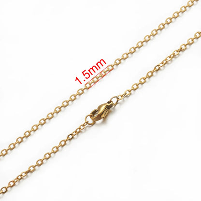 AHKNORMAILCUI 5pcs/Lot Stainless Steel 1 1.5 2mm Rolo Link Chain Necklace Gold 40 45 50 60CM Long Chain Lobster Clasp Necklace Badiee Stylez
