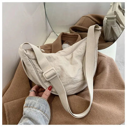 Simple Design Women's Messenger Bag Fashion Ladies Nylon Hobos Small Shoulder Bags Vintage Female Girls Purse Cloth Handbags