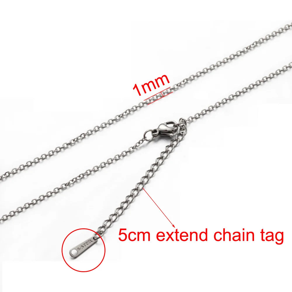 AHKNORMAILCUI 5pcs/Lot Stainless Steel 1 1.5 2mm Rolo Link Chain Necklace Gold 40 45 50 60CM Long Chain Lobster Clasp Necklace Badiee Stylez