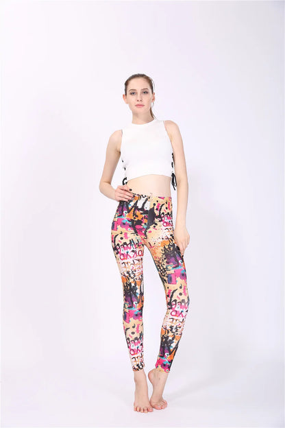 Women Leggings High Waist Cartoon Comic Beauty Print Trousers Soft Female Casual Elastic Pant