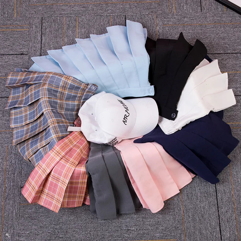 Harajuku 0Women Pleat Skirt 0Preppy Style Plaid 0Mini Cute Japanese School Uniforms Ladies Jupe Kawaii
