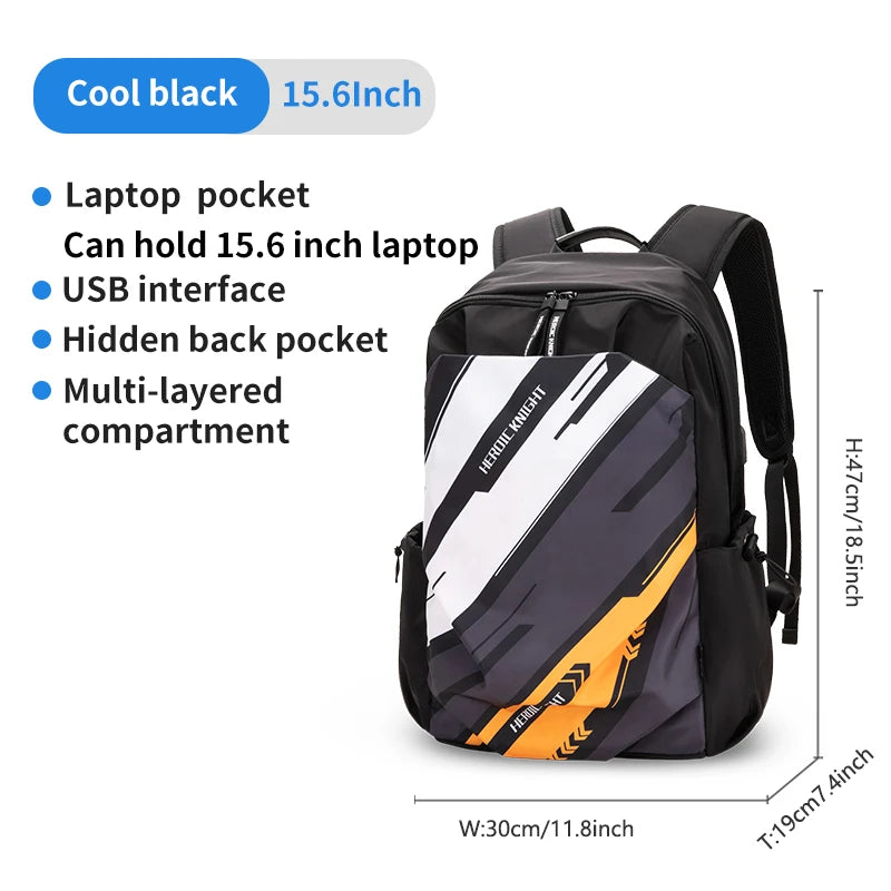 Hk Mini Popular Men's Backpack 12.9 Inch Ipad Waterproof Light Weight Women School Bags Short Trip Travel Sports Backpack Casual Cool black 15.6inch