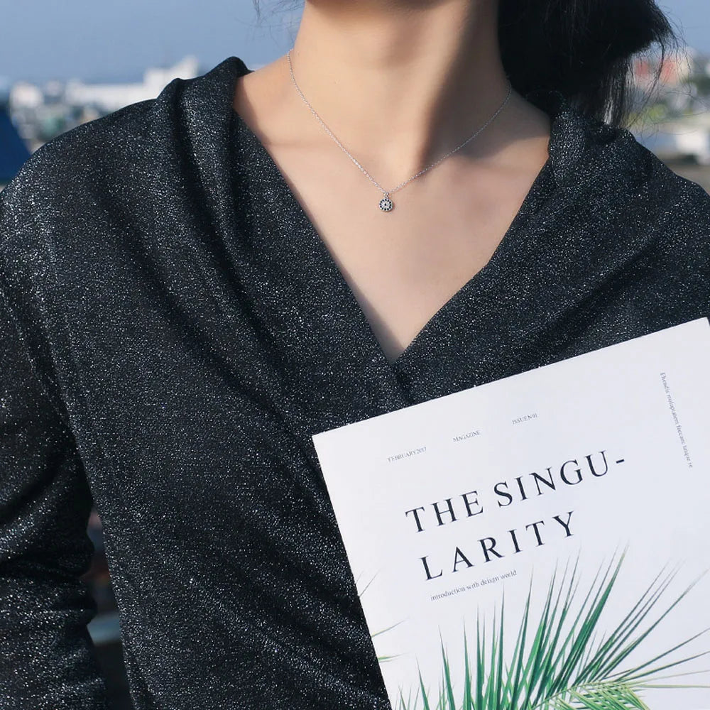 Evil Turkish Eye Lucky Necklace For Women Blue Crystal Silver Color Necklace Rose Gold Thin Chain Dainty Necklace Choker