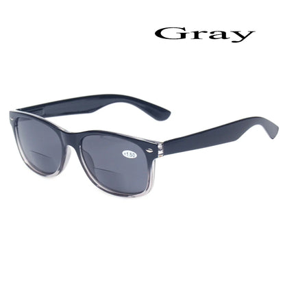 Henotin Reading Glasses Spring Hinge Gray Lenses Fashion Men Women Outdoor Fishing Bifocal Reading Sunglasses GRAY