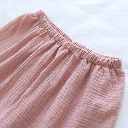 Summer Japanese Couples Pajamas Thin Cotton Gauze Crepe Short Sleeve Shorts Kimono Men and Women Home Clothes 2 Piece Sleepwear