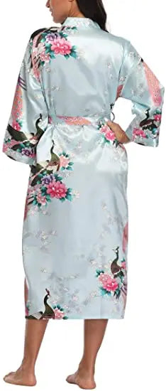 Sexy Women Long Robe With Pocket Wedding Bride Bridesmaid Dressing Gown Rayon Kimono Bathrobe Large Size S-XXXL Night Dress