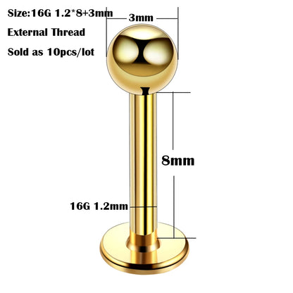 10Pcs/20Pcs/50Pcs G23 Titanium Labret Piercing Internal & External Design Lip Piercing Labret Stud Cartilage Helix Piercing Badiee Stylez