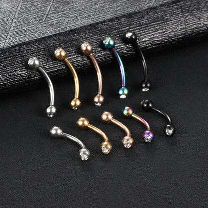 1PC 6/8/10mm Stainless Steel Banana Piercing Ring 3mm Ball Eyebrow Piercing Curved Barbell Ring Snug Daith Helix Rook Earring Badiee Stylez