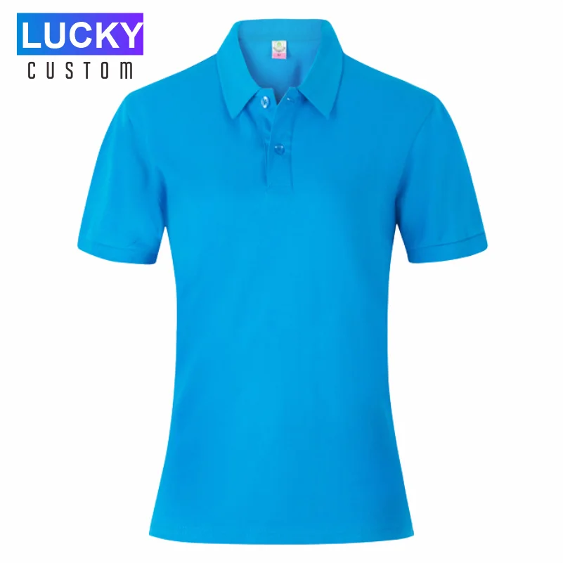 Women's 100% Combed Cotton Pure Cotton Short-sleeved Polo Shirt Custom Printed Embroidery Lgoo Solid Color Breathable Polo Shirt