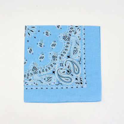 55CM Square Scarf Women Spring Soft Color White Blue Purpel Khaki Paisley Cotton Headband Hip-hop Men Bandana Light Blue