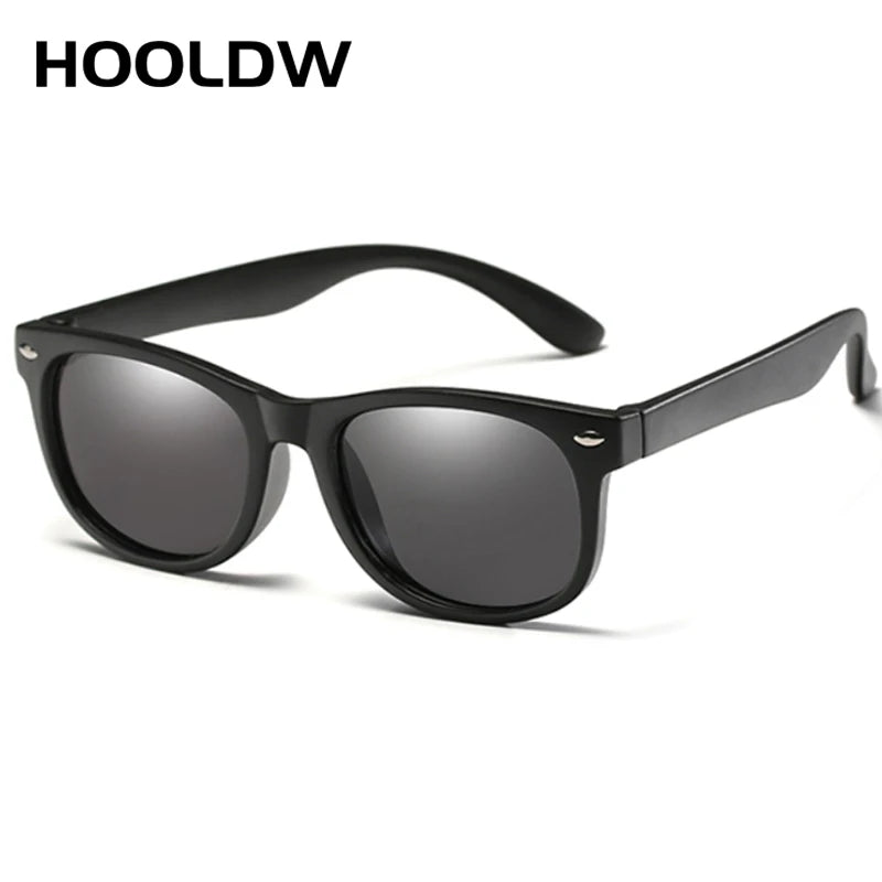 HOOLDW New Kids Sunglasses Children Polarized Sun Glasses Boys Girls Glasses Silicone Flexible Safety Baby Shades UV400 Eyewear matte black