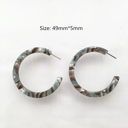 UJBOX 32 Styles Top Quality Acetate Hoop Earrings For Women Leopard Colored Pink Green Yellow Red Blue Acetic Acid Earrings Big size 6