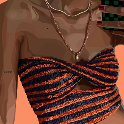 Striped Knitted Tube Top Women Off Shoulder Summer Sexy Strapless Bodycon Tank Crop Top Party Club Wear Camisole Yuqung