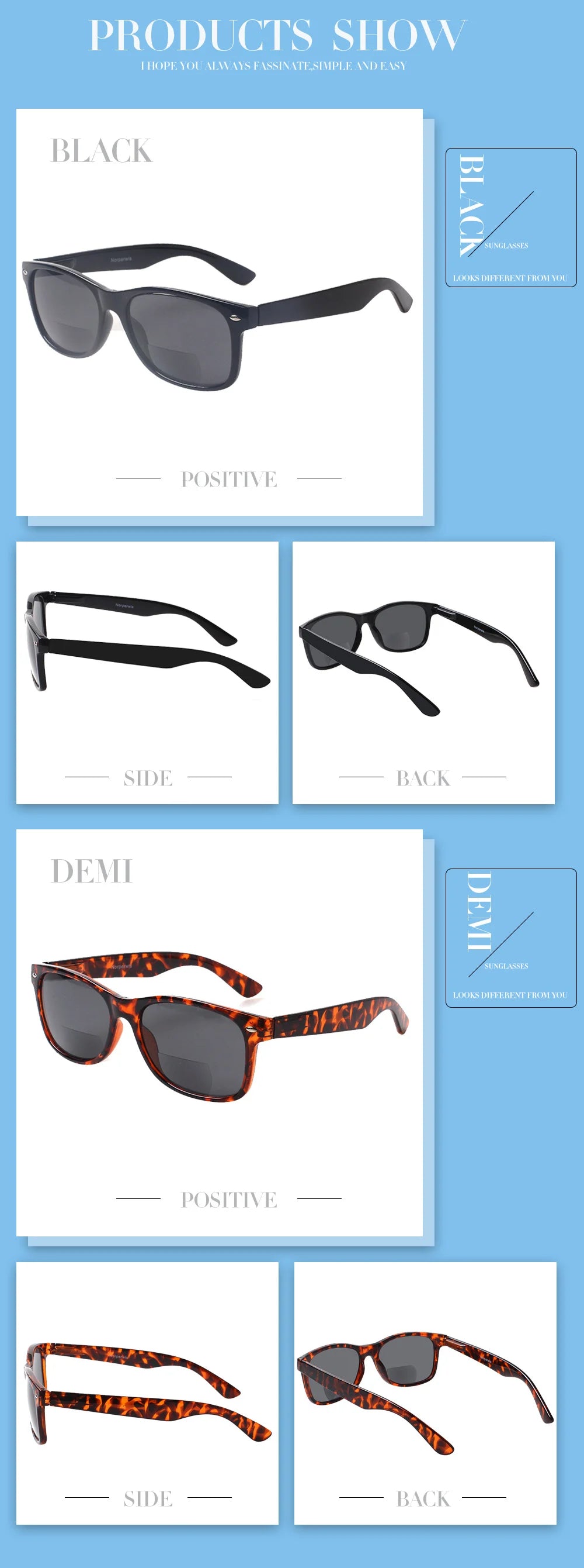 Henotin Reading Glasses Spring Hinge Gray Lenses Fashion Men Women Outdoor Fishing Bifocal Reading Sunglasses