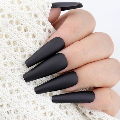 WAKEFULNESS 100Pcs/Set Matte Fake Nail Art Tips Long Ballerina Coffin Nails ABS Full Cover Fasle Nails Tools Manicure