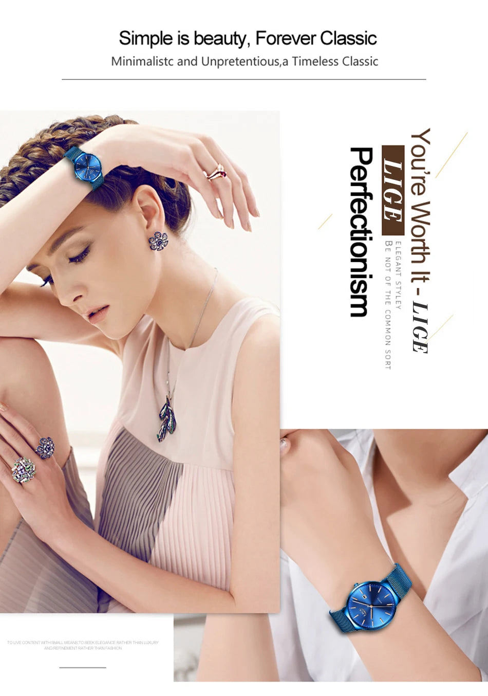 LIGE Fashion Luxury Womens Watch Ultra-thin Steel Mesh Strap Quartz Wristwatch Women Clock Casual Waterproof Watches Reloj Mujer