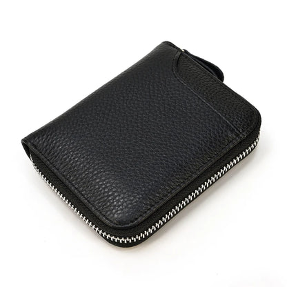 2023 New Short Wallet Men Women Vintage Fashion Card Holder Zipper Coin Purse Crazy Horse Leather Mens Slim Zipper Purse Wallet