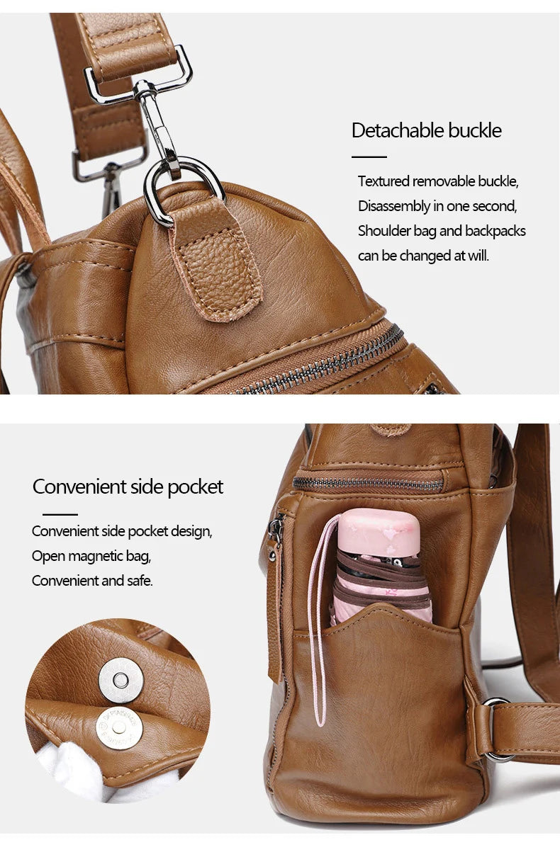 Luxury Genuine Leather Women's Backpack High Quality Fashion Cowhide Backpacks Women Casual Large Capacity Brand Shoulder Bags