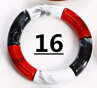 FishSheep Bohemian Transparent Acrylic Foil Bamboo Bracelets for Women Elastic Beads Link Chain Cuff Bracelets & Bangles Jewelry Color 16