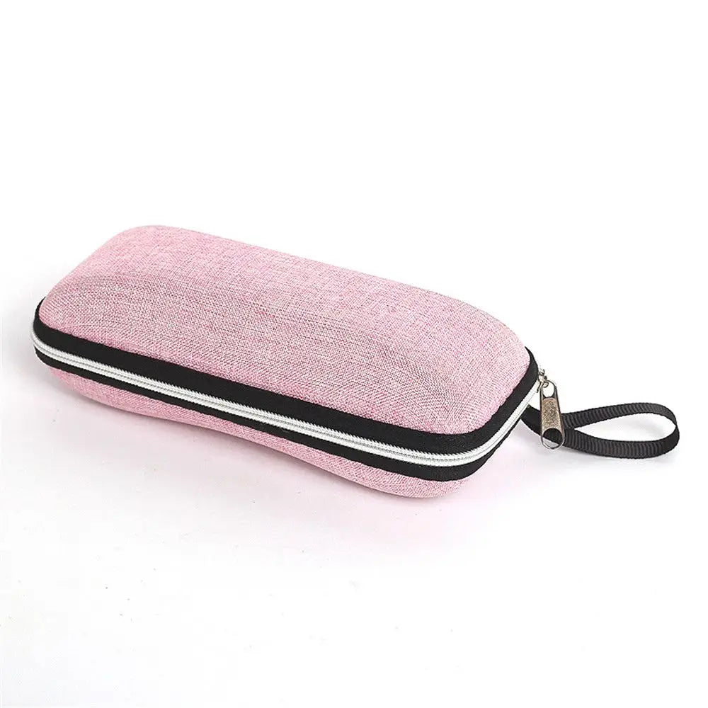 1 Pcs Zipper Closure Sunglasses Hard Box Eyewear Case Simple Style Portable EVA Reading Glasses Protective Box Unisex Travel pink