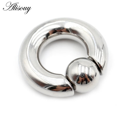 Alisouy 1pc Surgical Steel Captive Hoop Rings BCR Ring Eyebrow Ear Tragus Piercing Nose Closure Nipple Bar Lips Body Jewelry EM1163A Steel Color