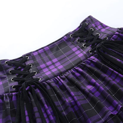 Black Checkered Women's Gothic Skirt Women Pleated Plaid Skirts Spring Autumn Girl Hip Hop Female Punk Goth Mini Skirt Clubwear