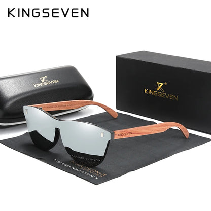 KINGSEVEN Women's Glasses Natural Bubinga Wooden Sunglasses Men Polarized Fashion Sun Glasses Original Wood Oculos de sol Silver bubinga wood Kingseven Original