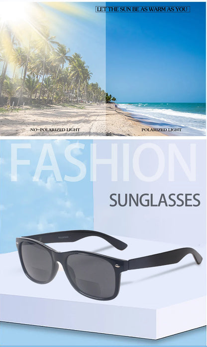 Henotin Reading Glasses Spring Hinge Gray Lenses Fashion Men Women Outdoor Fishing Bifocal Reading Sunglasses