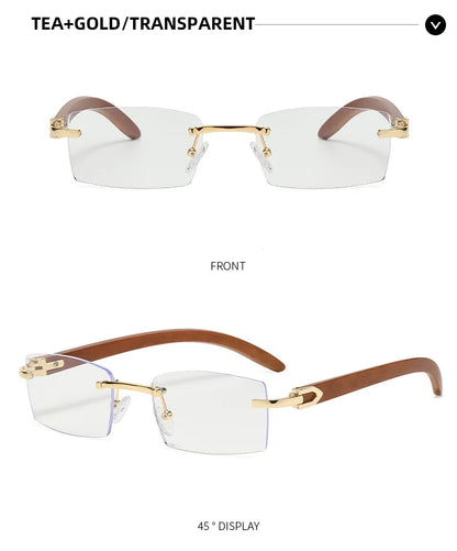 2024 Sqaure Brand Designer Sunglasses Men Women Sun Glasses Wood Frames Rimless Black Eyeglasses Fashion Eyewear Gafas De Sol