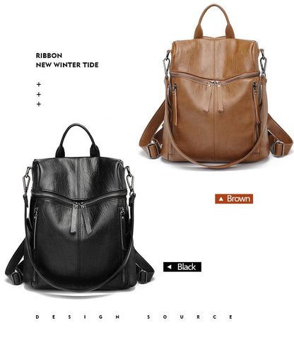 Luxury Genuine Leather Women's Backpack High Quality Fashion Cowhide Backpacks Women Casual Large Capacity Brand Shoulder Bags