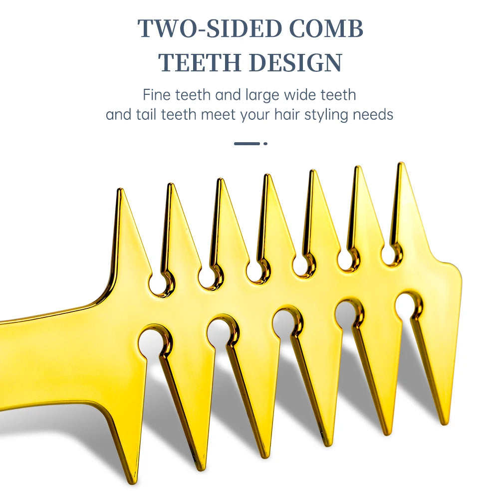 Men Oil Head Comb Hairdresser Haircut Wide Tooth Fork Comb Two-side Tooth Design Detangling Comb Salon Barber Hairdressing Tools